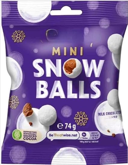 Mini Snow Balls Chocolate Bag 74g (Pack Of 6) "Taste the sweetness in every bite" For All Occasions