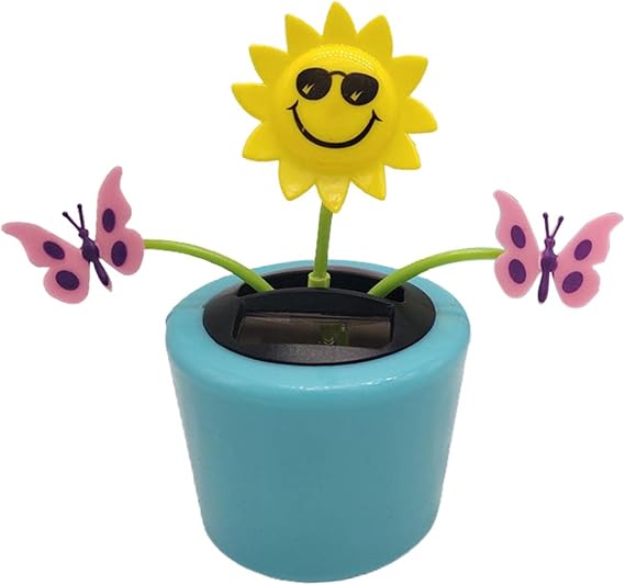 Cute Solar Dancing Flowers Swinging Sunflower Insect Flip Flap Flowers Eco-Friendly Solar Power Bobblehead Dancing Flowers Toys for Car Home Decoration