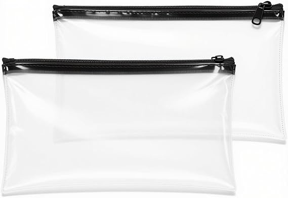 Clear Pencil Case for Exams – 2 Pack Transparent Pencil Pouches with Zipper, PVC Stationery Bag for School Supplies, Clear Pen Case for Testing, Travel, Classroom, Transparent Pencil Holder