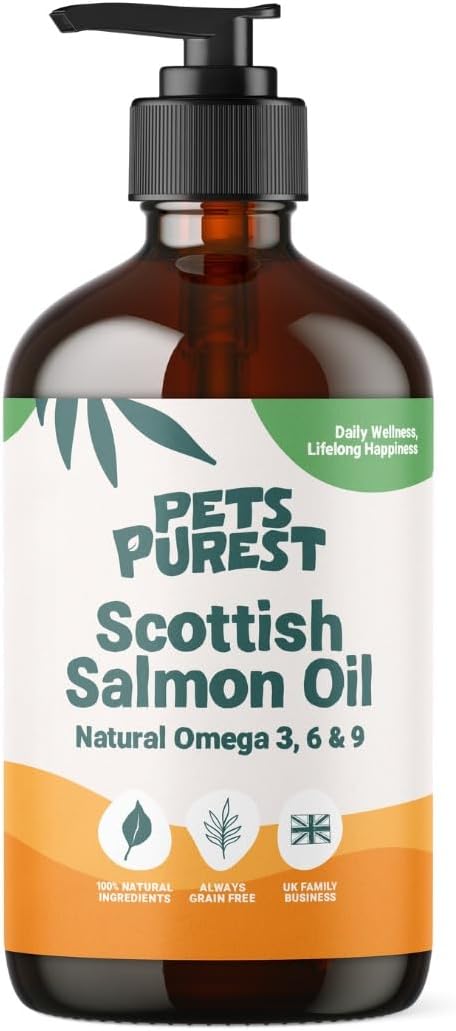 Pets Purest Scottish Salmon Oil For Dogs, Cats, Horse, Ferret & Pet - Pure Omega 3, 6 & 9 Fish Oil Food Treats Supplement for Natural Coat, Immune Support, Itchy Skin, Joint & Brain Health (1000ml)