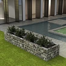 Galvanized Steel Gabion Raised Bed, Gabion Wall Garden Stone Cages Basket for Outdoor Landscape Lawn Vegetable Flower, 141.7"x35.4"x19.7"