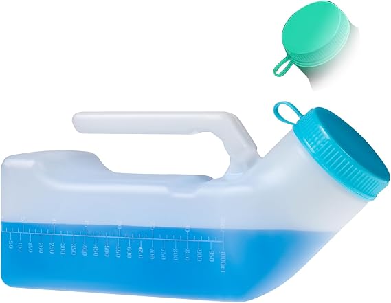 Urinals for Men Urinal Bottles Male Pee Bottle with Glow in The Dark Cap Lid Spill Proof Camping Urine Bottles Bedpan for Man Travel 1000ML