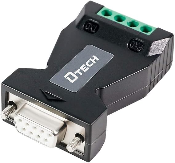 DTECH RS232 to RS485 Converter Serial Adapter with 4 Position Terminal Block for Long Haul Data Communication Supports 600W Anti-Surge