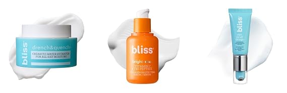 Bliss Drench & Quench Moisturizer, Bright Idea Vitamin C Serum, and Eye Do All Things Eye Gel - Deep Hydration, Daily Use Trio - Vegan and Cruelty-Free