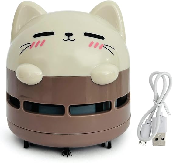allydrew Mini Portable USB Desktop Vacuum, Mocha Cat