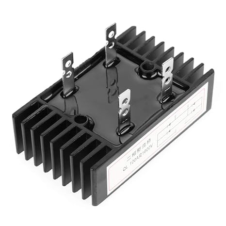 2-Phase Bridge Rectifier 100A 1600V | Full-Wave Silicon Diode AC to DC Converter with Aluminum Heat Sink | Heavy-Duty Metal Housing for Power Supply, Industrial Control Motor Drive
