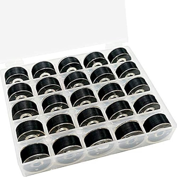 25pcs Black 75D260WT Prewound Bobbin Thread Plastic Size A SA156 for Embroidery and Sewing Machine Polyester Thread Sewing Thread