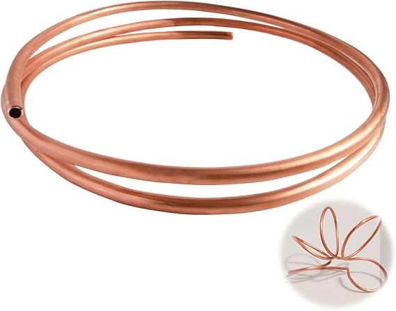 Quickun Copper Tube 3/8" ID 1/2" OD (10-12mm) Seamless Round Pipe Tubing (3.28FT)