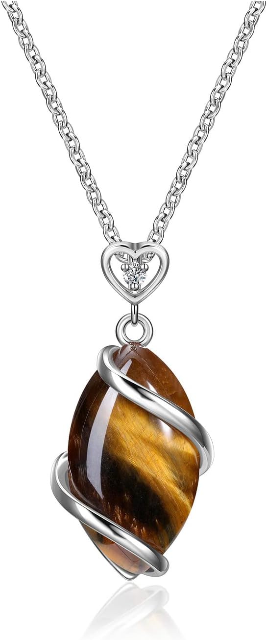 Jovivi Healing Crystal Necklace Women,Wire Wrapped Natural Gemstone Reiki Healing Stone Pendant Necklace Jewellery Gifts For Her Mum Mothers Day Valentines Christmas