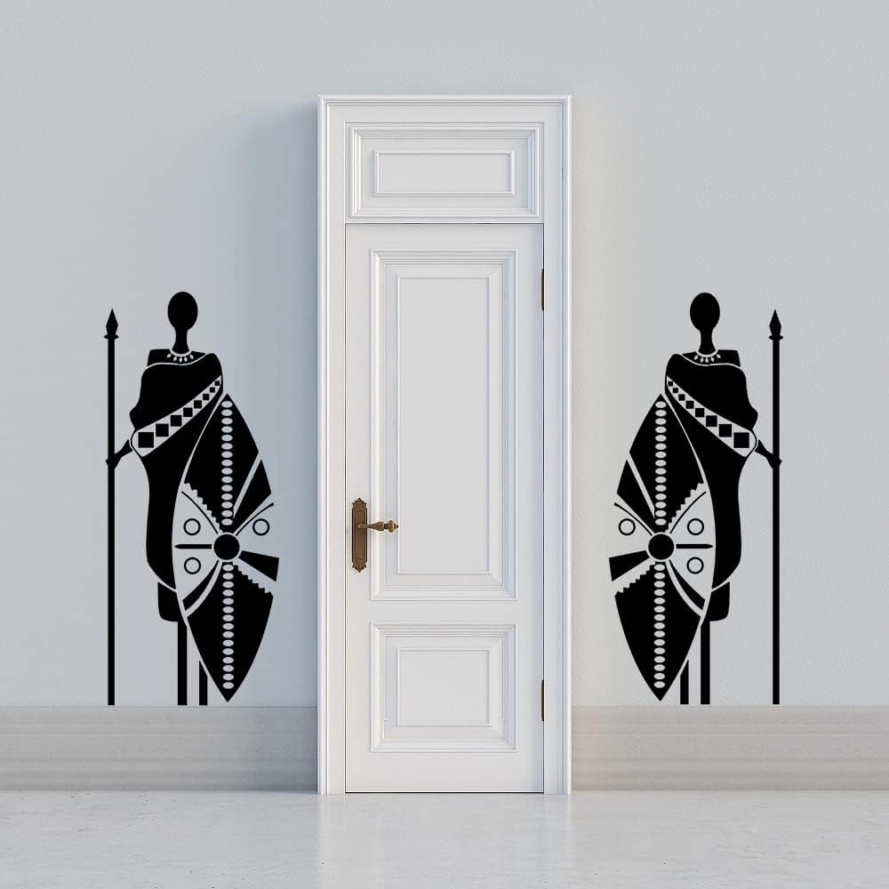 Karomenic Two African Woman Guard Art Removable Wall Stickers for Living Room Kids Bedroom Home Decor Vinly Waterproof Decals