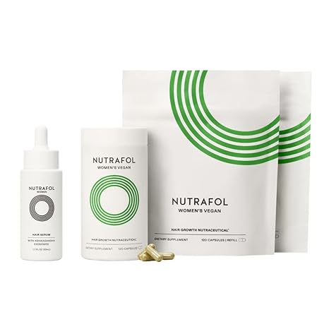 Nutrafol Women's Hair Growth Supplements, For Women 18-44 Years Old, Clinically Tested for Visibly Thicker, Stronger Hair, 100% Vegan Ingredients, Dermatologist Recomme - 3 Month Supply, 1.7 oz Bottle