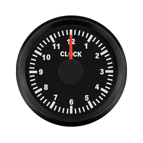 ELING 2" Auto Marine Clock Gauge Meter 12-Hour Format with Backlight 52mm Diameter