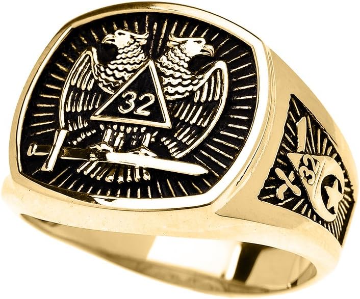 Men's 10k Yellow Gold Shriners Freemason Masonic Ring