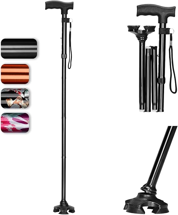 supregear Walking Cane for Men and Women - Foldable, Adjustable, Collapsible, Free Standing Cane with Pivot Tip, Heavy Duty Walking Sticks, Sleek Folding Sticks for Seniors and Adults