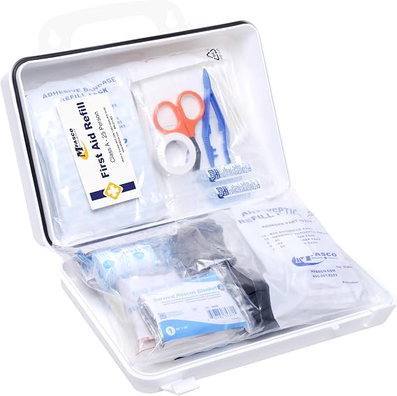 MFASCO Business First Aid Kit ANSI OSHA Class A Compliant 115 Pcs | OSHA First Aid Kit | ANSI Compliant Supplies | Portable Mountable Case | 115 Pcs for Small Offices & Business Workspaces