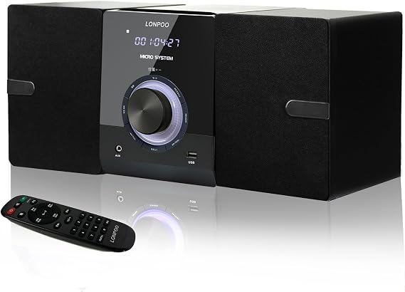 30W CD Stereo System Mini Como CD Player FM Radio Bluetooth Speaker USB/AUX Input Headphone Jack Remote Control
