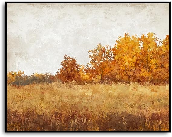 Vintage Style Autumn Landscape Print Rustic Fall Wall Art, Farmhouse Country Landscape Painting, Unframed 11x14 Inch Fall Home Decor for Living Room or Entryway