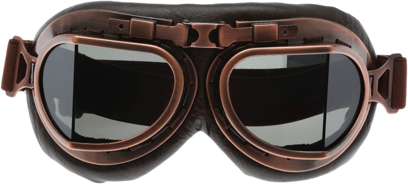 DRELD Vintage Motorcycle Goggles, Aviator Goggles Helmet Sunglasses Old Fashioned Flying Pilot Eyewear for Cruiser, Scooter, Motocross Racer Sports
