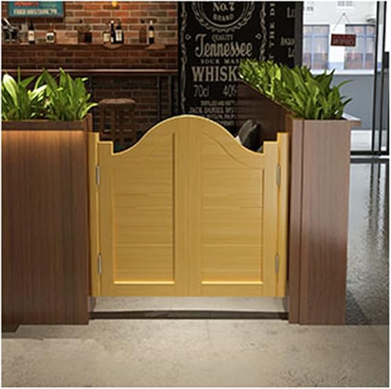 Cafe Swinging Doors,Parlor Butler Door,Saloon Cafe Doors,Retro Louvered Fence Half Waist Door,with Auto Close,for Terrace Emporium,A Variety of Colors,Customizable,E,W75xH80cm(29.5x31in)