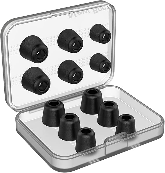 [6 Pairs] Earphone Tips New bee 12pcs Replacement Earbud Tips Blocking Out Ambient Noise Memory Foam Earbuds Inner 4.9mm for in-Ear Headphones with 5mm-7mm Tips (Black, S/M/L)