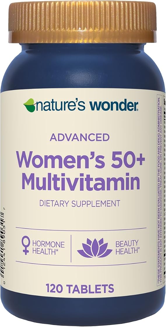 Nature's Wonder Advanced Women's 50+ Multivitamin, Vitamin D3, 120 Tablets | Daily Essential B Vitamins & Multiminerals for Energy, Lutein, Cranberry, Biotin for Eye, Urinary & Skin Health, Gluten-Free