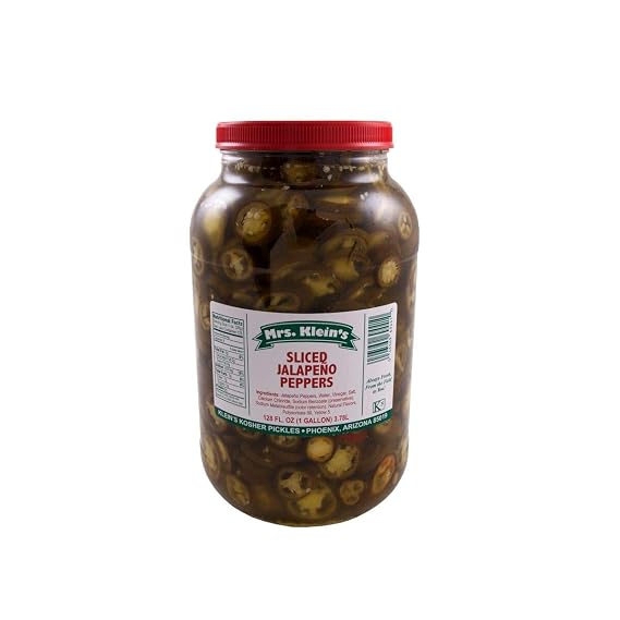 Jalapeno Peppers-Jalapenos Sliced Jar-Gallon-Fresh Sliced and Pickled Jalapeno Peppers to add to nacho cheese, nacho cheese sauce, nacho chips or nacho trays or to make your own hot salsa-Kosher