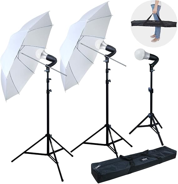 LINCO Lincostore Photography Photo Portrait Studio LED 2400 Lumens Umbrella Continuous Lighting Kit AM214