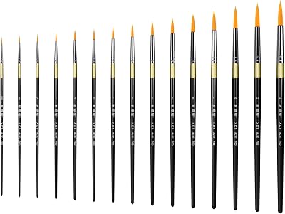 XDT#700 Miniature Detail Artist Paint Brush 15 Piece Set #000#00#0#1#2#3#4#5#6#7#8#9#10#11#12, Fine & Micro Detail Paints Brush for Painting, Acrylic Oil Watercolor