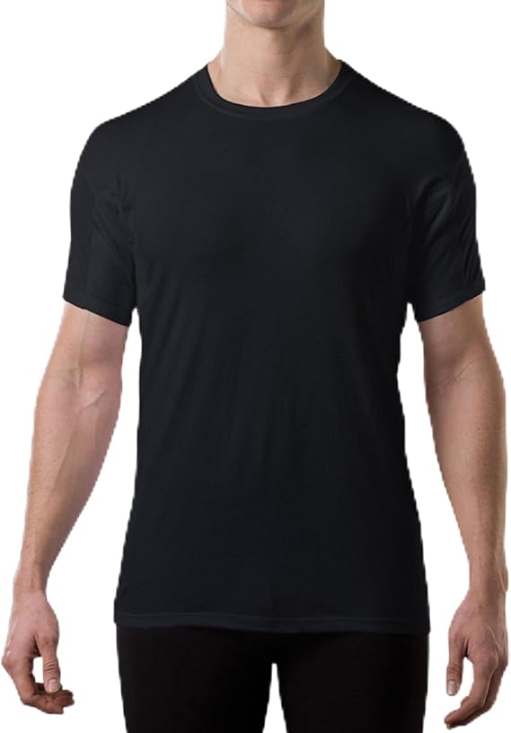 Men's Sweatproof Undershirt | Cotton Crew Neck | Original Fit | with Sweat Pads | White, Black, Gray | Bundle | Medium
