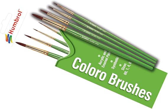 Humbrol AG4050 Coloro Paint Brushes Sizes 00,1,4,8