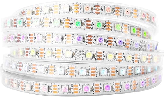 BTF-LIGHTING WS2812B IC RGB LED Strip,UL Listed,Pure Gold Wires,DC5V 16.4FT 300LED 5050SMD,Individually Addressable,Flexible for DIY Chasing Full Color Project,IP67(No Adapter or Controller)