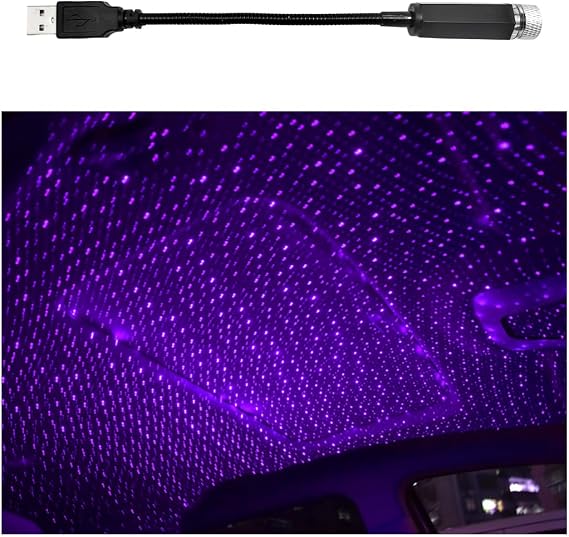 USB Projector Night Light, Highlighted Car Roof Light, Auto Interior LED Romantic Atmosphere Light, Adjustable Night Lamp for Bedroom Party, Universal Decor Car Accessories (Purple)