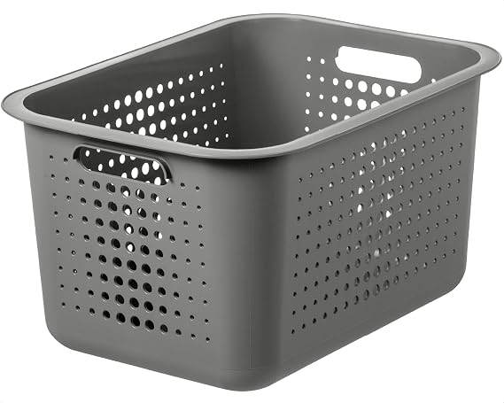 SmartStore 13L Recycled Plastic Storage Basket with handles - Stackable and Nestable - BPA Free - Medium basket - L37 x W28 x H20 cm
