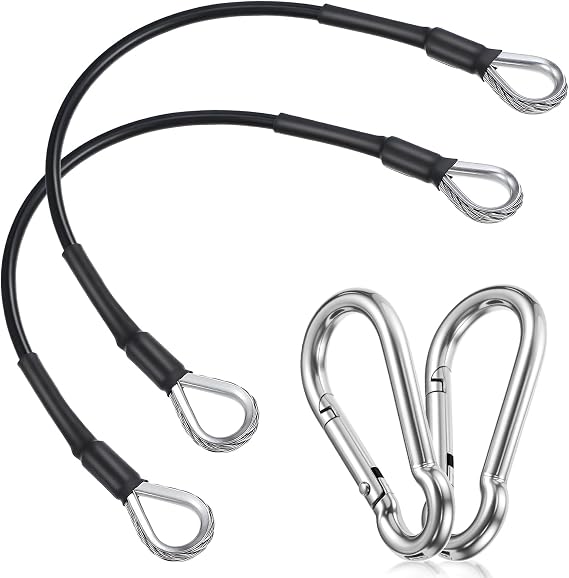 2PCS Gym Cable Extension, 0.2" Thick Pulley Cable Machine Attachment Fitness Extension Steel Wire Rope Replacement, Compatible with Home Gym for Lat/Tricep Pull Down, Leg Extensions Machine(10")
