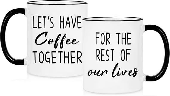 Maustic Wedding Engagement Newlywed Gifts for Couples, His and Hers Mr and Mrs Gifts, Bridal Shower Gift, Let's Have Coffee Together for the Rest of Our Lives Coffee Mugs Set,11 Oz