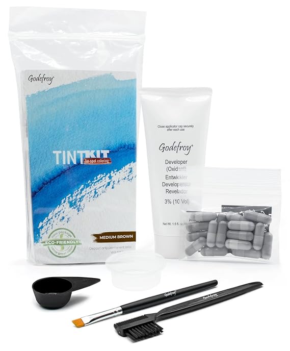 Godefroy Hair Color Tint Kit for 100% Gray Coverage, Medium Brown, 20 Applications, Long-Lasting Root Touch-Up for Men & Women, Pre-Measured Capsules, No Waste, DIY Salon-Quality Results at Home
