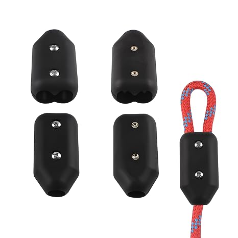 INCREWAY 4PCS Reusable Rope Clamps, Black Ropes Clamp, Adjustable Connector Clamp for Organizing Nylon Plastic Braided Rope, Suitable for 5-6mm Ropes