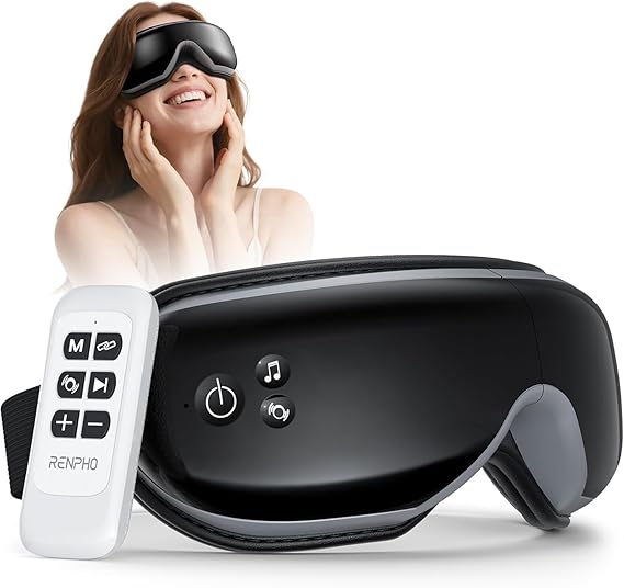 RENPHO Eye Massager with Heat, FSA Eligible HSA, Fathers Day Birthday Gifts for Men,Women, Eyeris1 Eye Massager with Remote, Sleep Mask for Relieves Head Tension, Soothe & Refresh, Enhance Rest