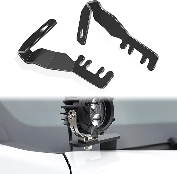 JROAD Ditch Light Brackets Hood LED Light Mount Brackets Compatible with 2022-2023 Toyota Tundra 3rd Gen | Ditch Light Hood Mounting Brackets for mounting Auxiliary Off-Road LED Pod Work Light, Black