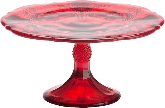 Cake Plate - Inverted Thistle - American Made - Mosser Glass USA - Large (Buffet Blue)