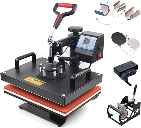8 in 1 Heat Press Machine Professional Sublimation Machine 12" X 15" Swing Away Shirt Printing Heat Transfer Digital Industrial-Quality Heat Press Machine for T Shirts,Cap,Mug,Plate [Energy Class A]