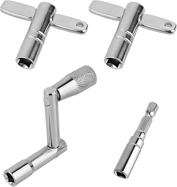 4pcs Drum Keys, Z-Shaped & T-Shaped & Drill Bit Tuning Keys with Storage Box for Acoustic and Electronic Drums Percussion Hardware Tool Essential Accessories and Drummer Gifts