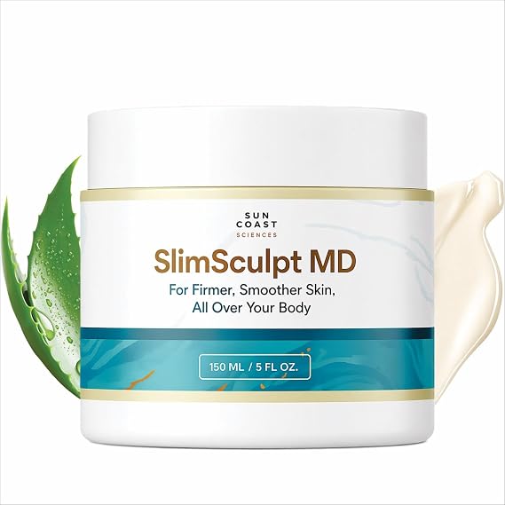 SUN COAST SCIENCES SlimSculpt Firming Body Cream - Targets the Look of Crepey Skin, Cellulite & Sagging on Arms, Thighs & Belly - With Caffeine, Vitamin E & Aloe Vera - For Mature Skin - 5 fl oz