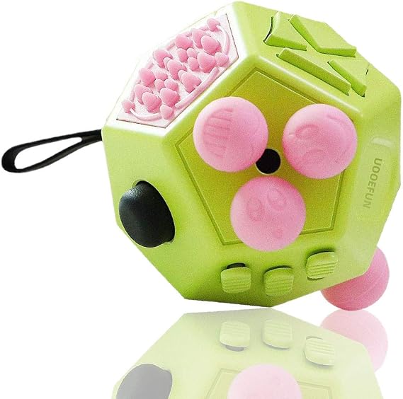 UOOEFUN Fidgets Toy,12 Sided Cube Toys,Autism Toy,Relief Stress Cube Toy,Sensory Toy, Anxiety Toy for Childens and Adults with Improve Attention and Relieve Stress (Green / A3)