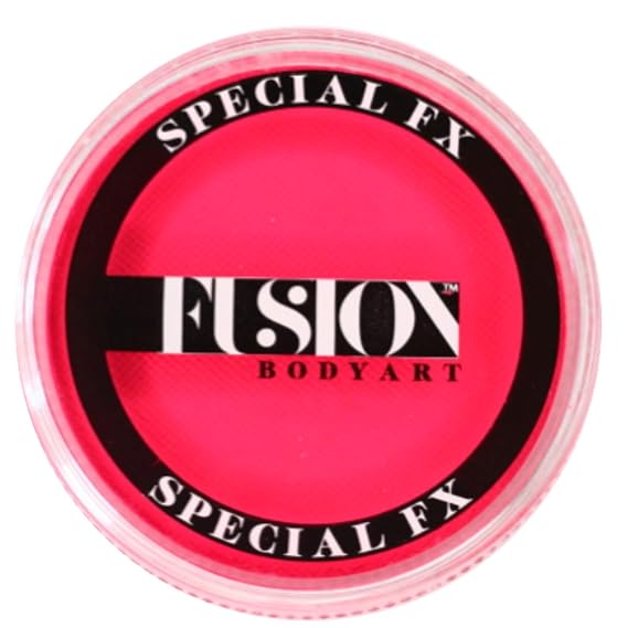 Fusion Body Art and FX Pro Special Effects Paint | Neon Pink (32gm), Professional Quality Water Activated Special FX Paint Supplies Single Color Cake Hypoallergenic, Non-Toxic, Safe, Vegan, for Kids