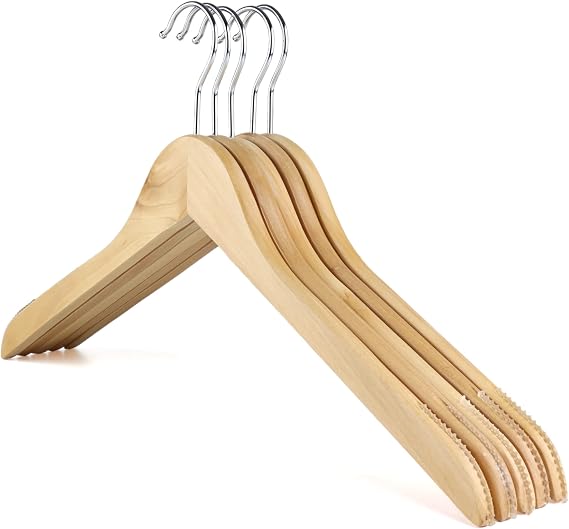 The Hanger Store 10 Wooden Coat Hangers with Non slip Rubber Grips