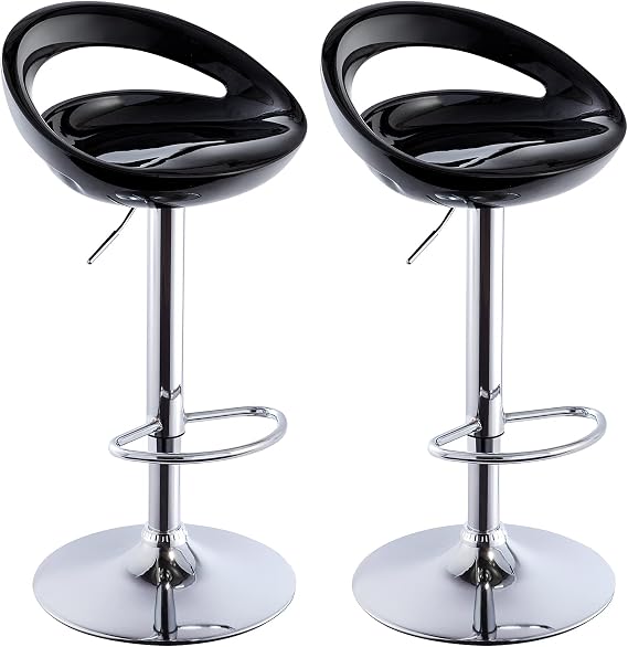DUHOME Swivel ABS Bar Stools Set of 2,Black