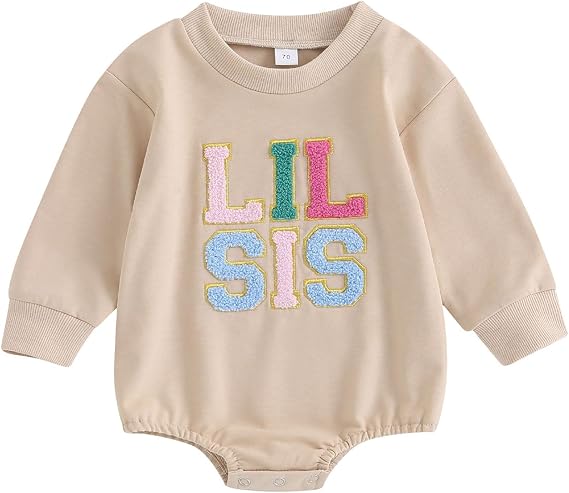 Big Sister Little Sister Matching Outfits Baby Girl Bubble Romper Long Sleeve T-Shirt Toddler Sweatshirt Fall Clothes