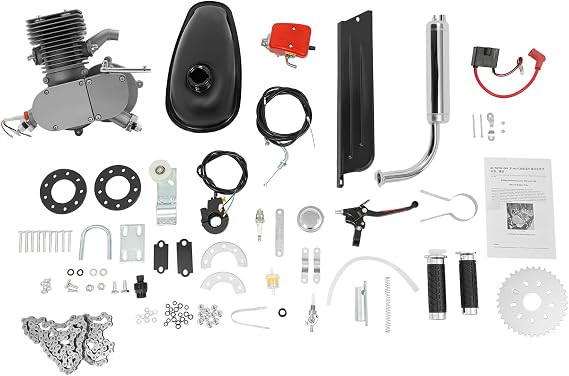 100cc Bike Engine 2 Stroke Motorized Bike Kit Bicycle Gas Powered Motor Assembly Gasoline Bikes Full Set W/Air-Cooling System for 26" /28" Bikes
