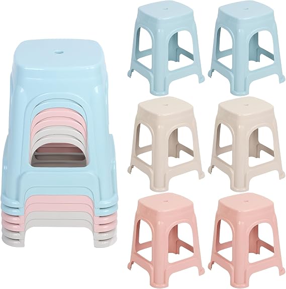 6 Pack Stacking Stools for Kids and Adults, Stackable Classroom Stools Plastic Stool Nesting Stool Flexible Seating Chairs for Classroom Office Home, Teacher Chair, 17.53" Standard Height Mi